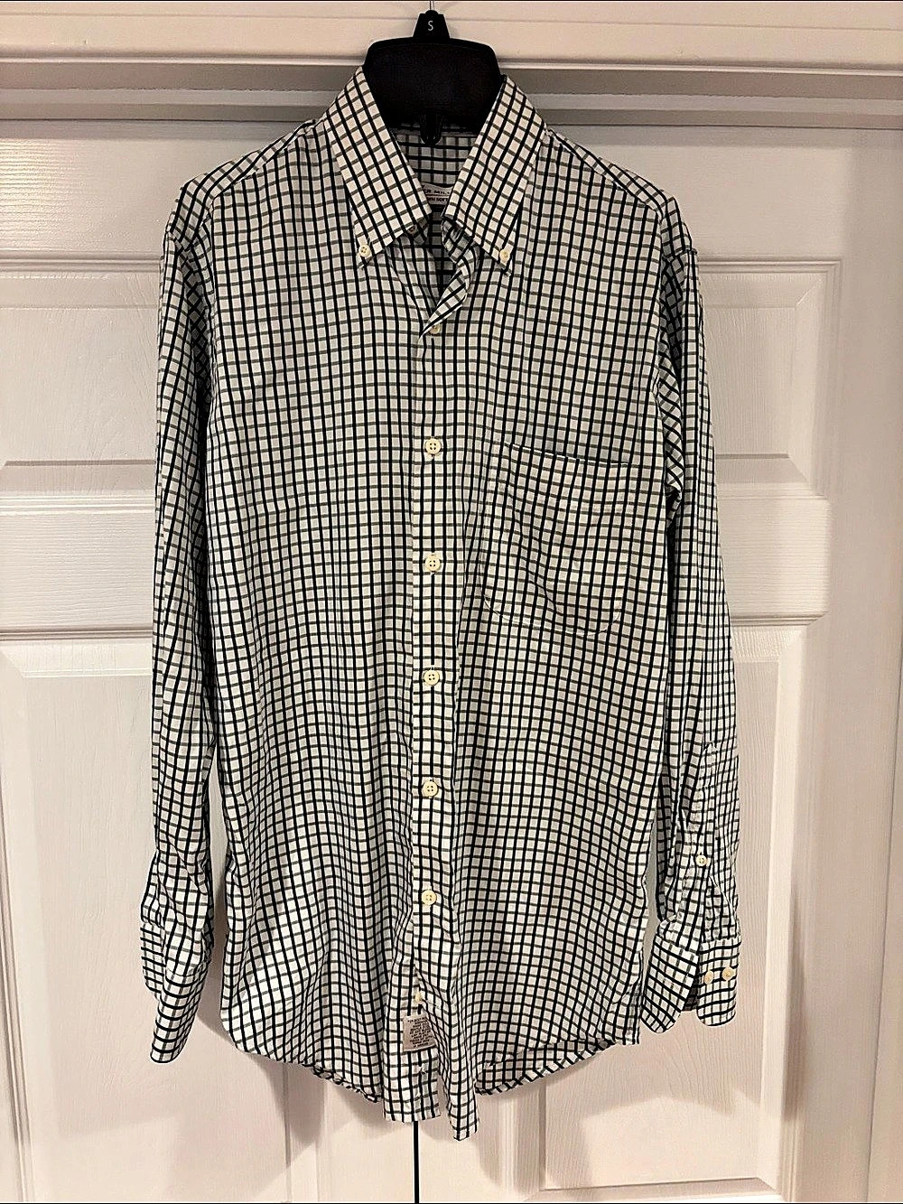 Men’s Peter Millar Crown Sport Checkered Button Down White & green Small